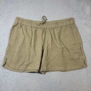NWOT Pact Women's Sz XXL Coastal Double Gauze Curved Hem Short Khaki Green $68